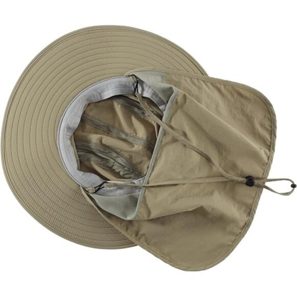 Home Prefer Mens UPF 50+ Sun Protection Cap Wide Brim Fishing Hat with Neck - Picture 6 of 7